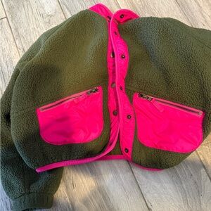 GAP Kids Olive and Hot Pink Fleece Jacket
